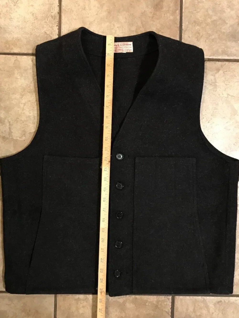 Men's Filson Mackinaw Virgin Wool Vest-Size 46 (XL) Charcoal